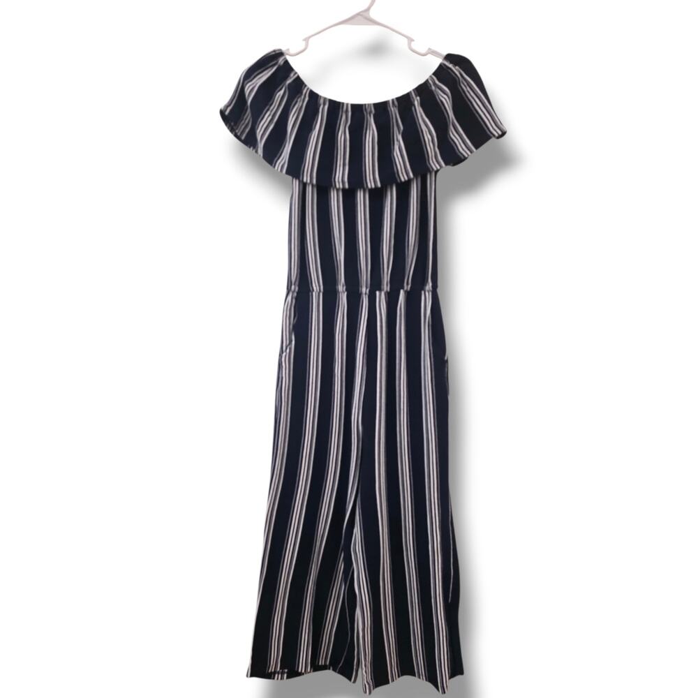 Eyeshadow Girls Size 12 Jumpsuit Flounce Striped Wide Leg Knit Pants Romper
